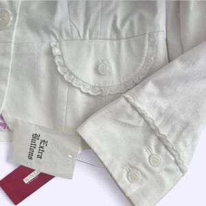 NWT Coquette White Lace Blazer Pink Floral Lined Vintage 2000s Nine & Company